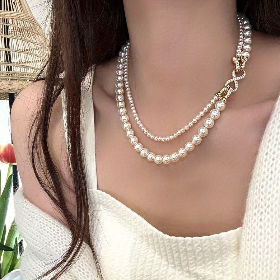 Vintage Shell Necklace with December Birthstone - Double Layer Design